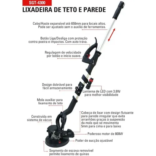 Lixadeira Elétrica Sigma Tools SGT-4300 800W Preto