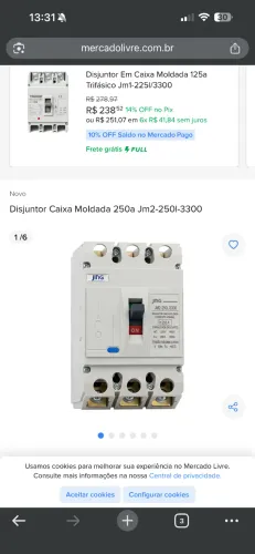 Disjuntor caixa moldada jm2-250L/3300