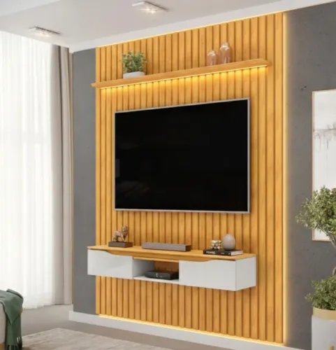 Painel ripado Bali com led e nicho