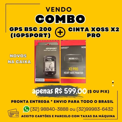 Combo GPS BSC200 IgpSport + cinta cardíaca Xoss X2 Pro recarregável