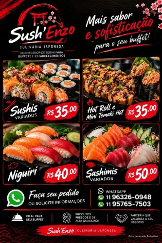 Faço sushi para seu buffet eventos só chama