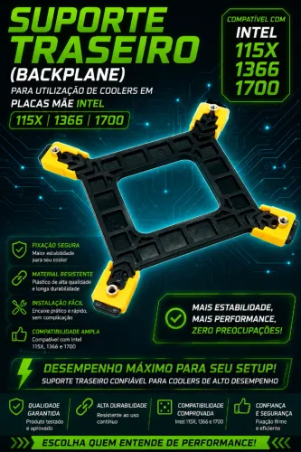 Backplane Suporte Traseiro Cooler Intel 115x 1366 1700 (NOVO/LACRADO!)