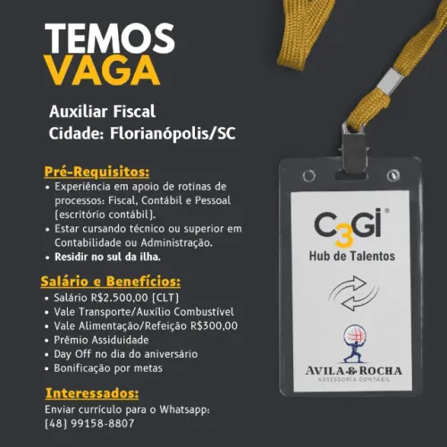 Vaga: Auxiliar Fiscal - Bairro: Campeche