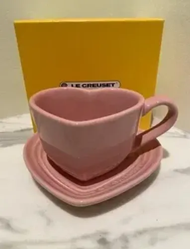 Raridade!!! Caneca Coração Rosa Full Le Creuset