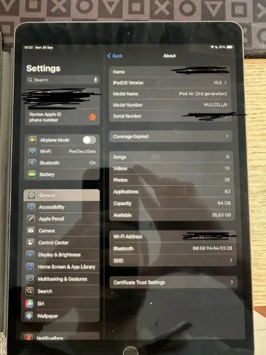 iPad Air 3 (3ª Geração) 64GB 10.5" + Caneta Stylus com caixa + Capa Magnética