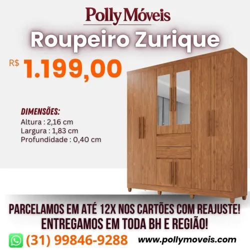 Guarda Roupa Zurique! Pronta Entrega!