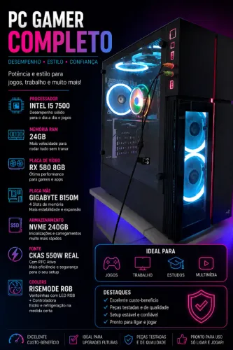 PC GAMER I5 7500 + 24 RAM + 8GB VIDEO