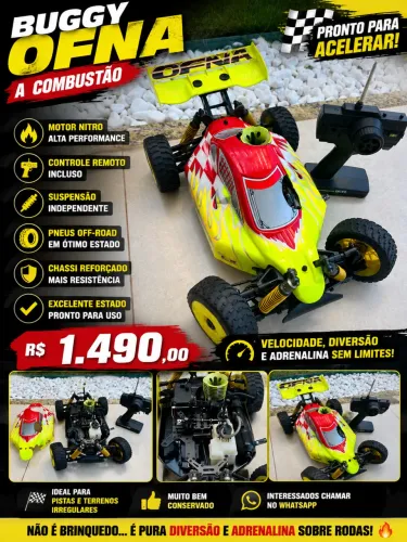 carrinho de controle remoto RC nitro (combustão) com rádio controle