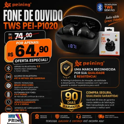 Fone de Ouvido TWS Peining PEI-P1020