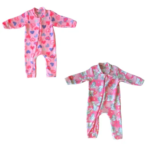 Macacão/Pijama Duas Estampas em Microsoft Meninas 01 a 03 anos
