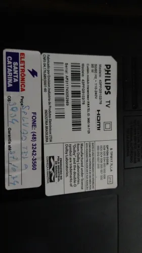 Sucata de tv Philips 43PFG5102/78 p/ peças ou conserto.