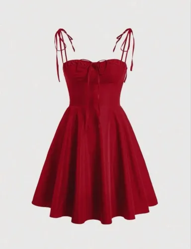 Vestido Novo Vermelho Curto Retrô Vintage Cintura Encorpada