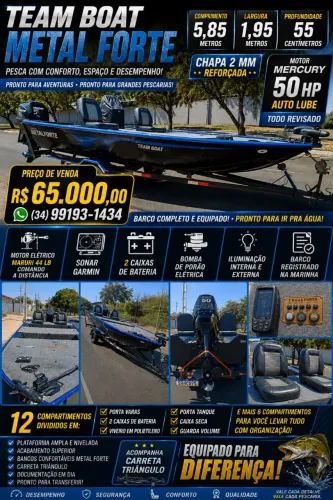 Barco plataformado team boat metal forte