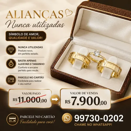 Par de Aliança em ouro 18k