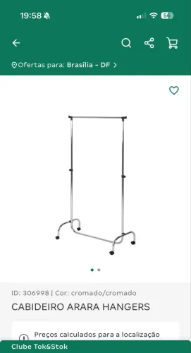 Cabideiro/Arara cromado, Tok Stock. Pagamento na retirada.