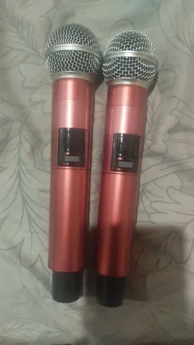 Microfone duplo profissional recarregável com cabo tipo C