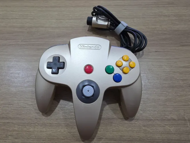 Controle Nintendo 64 Dourado Impecável Analógico 100%