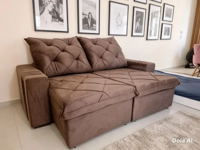 Sofá retrátil e reclinável de Luxo com molas no assento! Super Promoção.