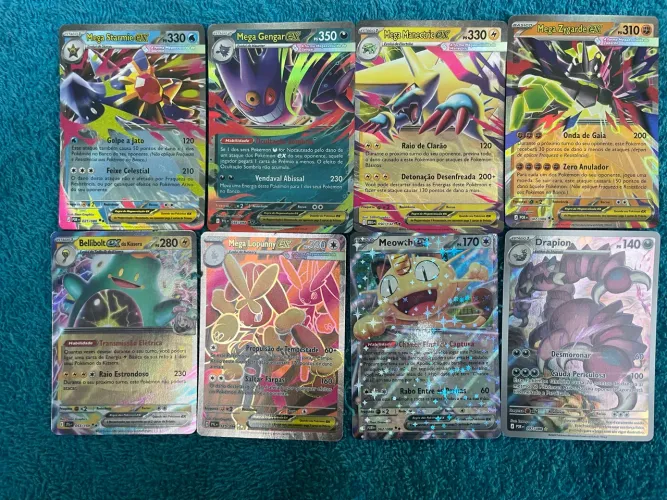 Lote 8 Cartas Pokémon Especiais / Mega Evoluções (Arte Alternativa) originais