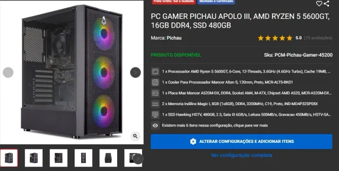 Computador gamer de entrada 