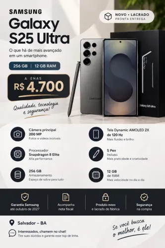 Samsung S25 ultra 256gb - Lacrado e com nota fiscal