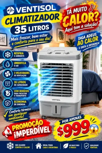 Climatizador 35 litros na promoção