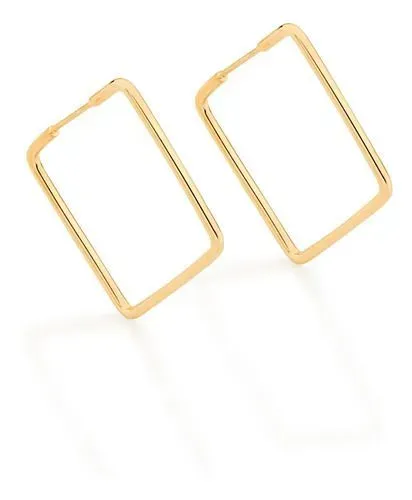 Brinco argola quadrada Rommanel 522197 banhada a ouro 18k