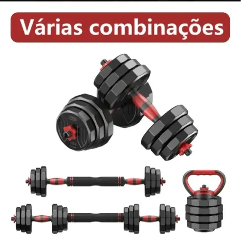 Kit Kettlebell Ajustável 40kg Com Barra Grossa | Halteres