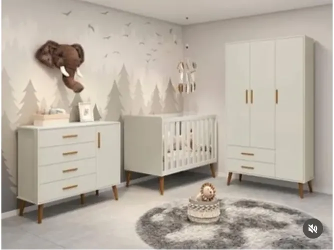 Quarto de Bebê Completo NOVO - Berço + Cômoda + Guarda-Roupa
