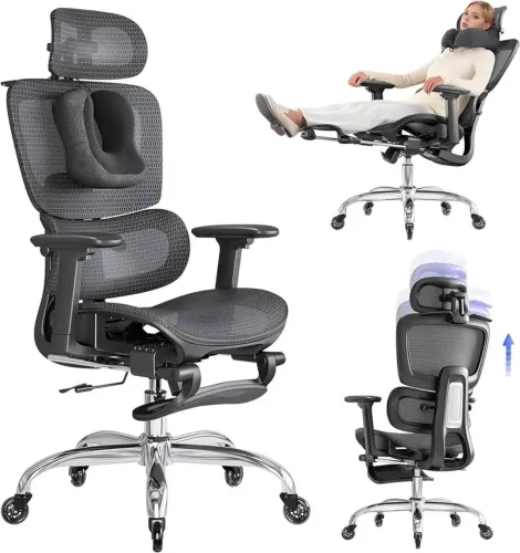 Cadeira Ergonômica LarkLeaves (NOVA CINZA E PRETA )