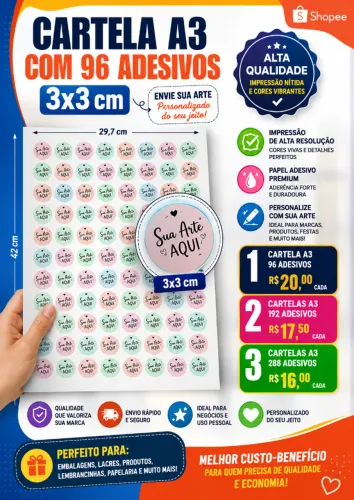 Adesivos 3 cm frete grátis na shopee