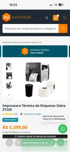 Impressora térmica de etiqueta zebra