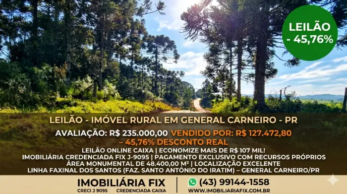 ? Mais de 48 mil m² de terra com preço de liquidação! Economize mais de R$ 107 mil direto