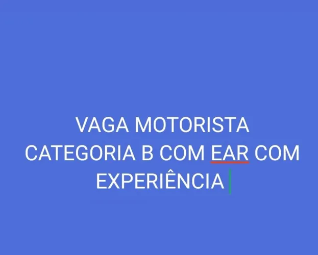 VAGA MOTORISTA CAT B
