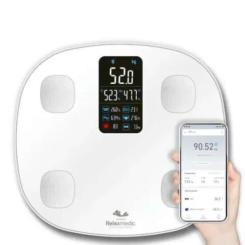 Balança Digital de Bioimpedância Digital Cardio Relax Medic com Aplicativo via Bluetooth