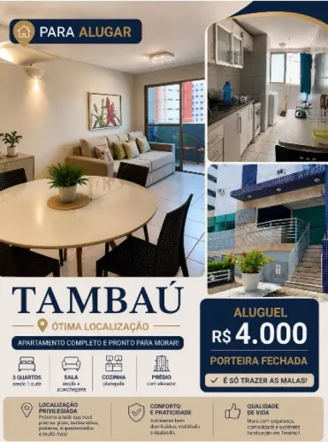 APARTAMENTO MOBILIADO PARA LOCAÇÃO NA PRAIA DE TAMBAÚ