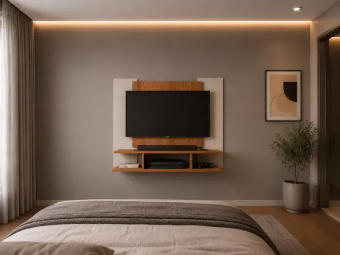 Painel Para Tv ate 50 - Off White Com Freijó