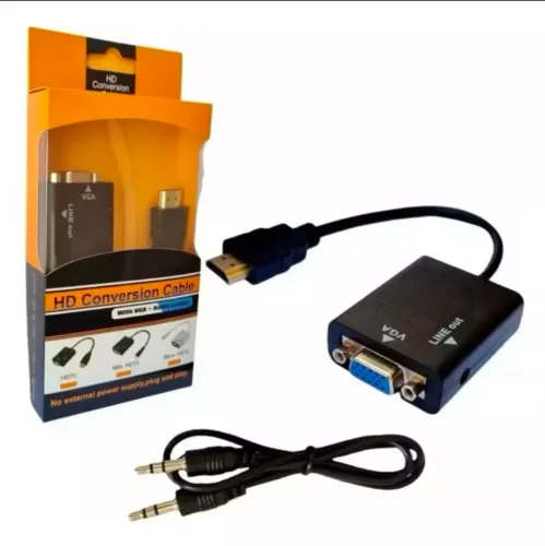 Adaptador HDMI para VGA - Monitor, Desktop, Pc Gamer, Computador, Cabo, Placa de Vídeo GPU