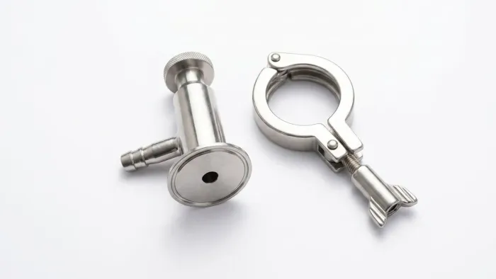 Torneira de teste em aço inox 304 + abraçadeira tri clanp.