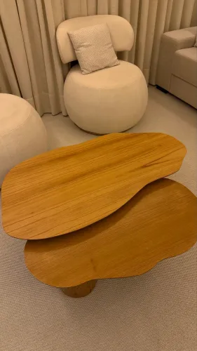 Conjunto Mesa de Centro Orgânica em Madeira - 2 Mesas