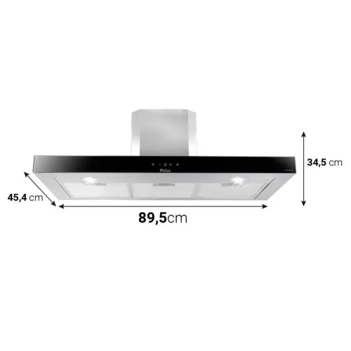 Coifa de Parede Philco 90cm Exaustor e Depurador Painel Touch PCO90I