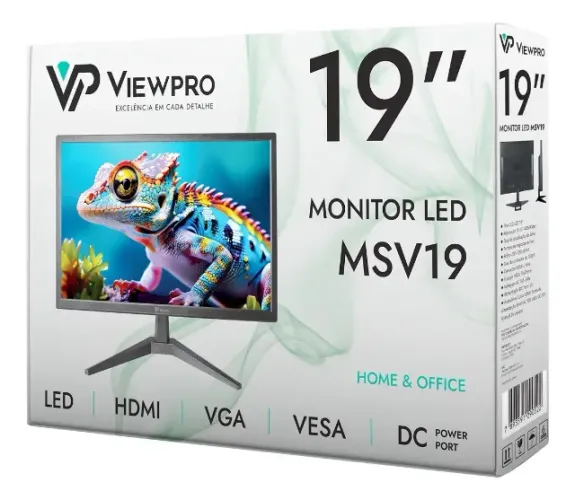 Monitor NOVO LED 19" ViewPro Resolução 1440x900 HDMI VGA