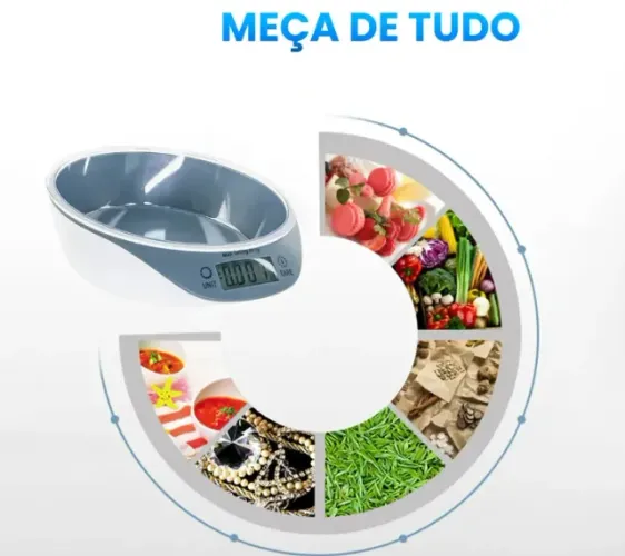 Balança Digital Cozinha Alta Precisão Tigela Alimentos 5kg Branca 5 Kg
