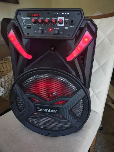 Caixa de Som Amplificada Bomber Papão 510 Bluetooth - Bateria Top! / LED / P10