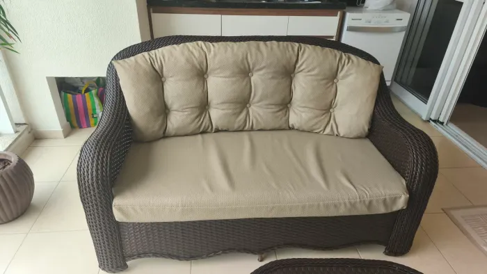 Conjunto de varanda vime couro Náutico 