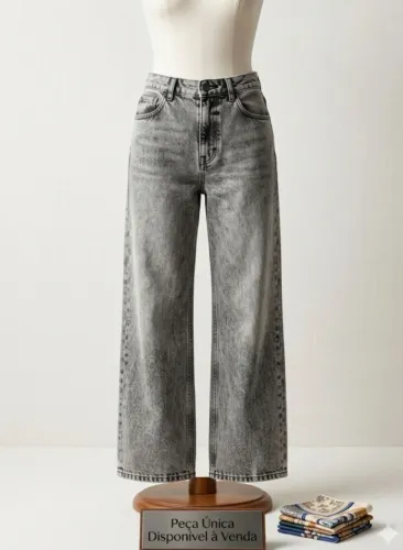 Calça cargo cinza jeans