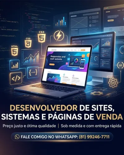 Desenvolvedor de Sites, Sistemas e Landing Pages (Páginas de Vendas)