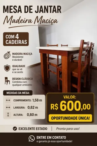 Mesa madeira c/cadeiras