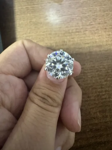 Anel Moissanite 12mm 6ct D Prata 925 GRA Tamanho 14 Novo