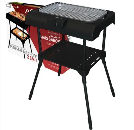 Churrasqueira Elétrica Agratto Pedestal Mr. Cheff 2 em 1 - NOVA (127V)